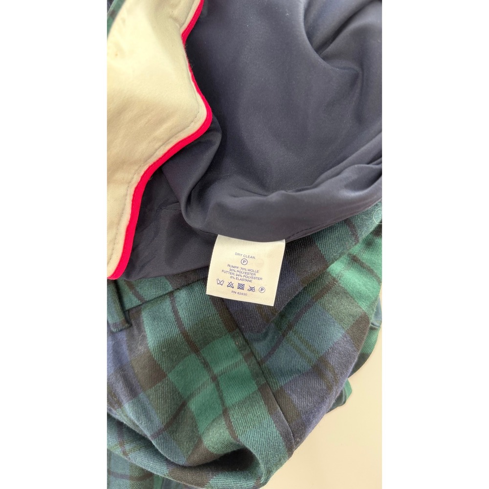 Dark Academia Preppy Black Watch Plaid Pants 12 Wool Blend Tailored Office Wear - Picture 5 of 5